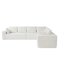 Sofás seccionales Matrix Nook | Sofás seccionales de 3 piezas en forma de L de pana beige de 3 plazas