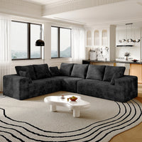 Sofás seccionales Matrix Nook | Sofás seccionales de 3 piezas en forma de L de pana negra de 3 plazas