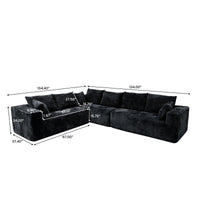 Sofás seccionales Matrix Nook | Sofás seccionales de 3 piezas en forma de L de pana negra de 3 plazas