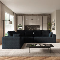 Sofás seccionales Matrix Nook | Sofás seccionales de 3 piezas en forma de L de pana negra de 3 plazas