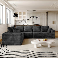 Sofás seccionales Matrix Nook | Sofás seccionales de 3 piezas en forma de L de pana negra de 3 plazas