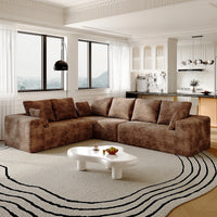 Sofás seccionales Matrix Nook | Sofás seccionales en forma de L de 3 piezas en pana marrón de 3 plazas