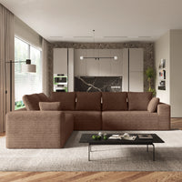 Sofás seccionales Matrix Nook | Sofás seccionales en forma de L de 3 piezas en pana marrón de 3 plazas