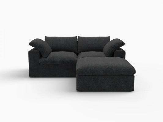 3 Piece Cotton and Linen Black Chaise Sectionals 80 Removable _ Washable Covers 2 Seater_4