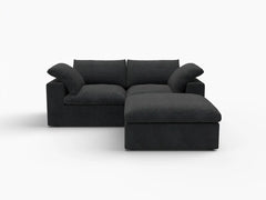 Deluxe Premium Cloud Sectional Sofas Covers | Premium Cloud Cotton and Linen Black 2-Seater With Ottoman Covers