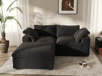 3 Piece Cotton and Linen Black Chaise Sectionals 80 Removable _ Washable Covers 2 Seater_6