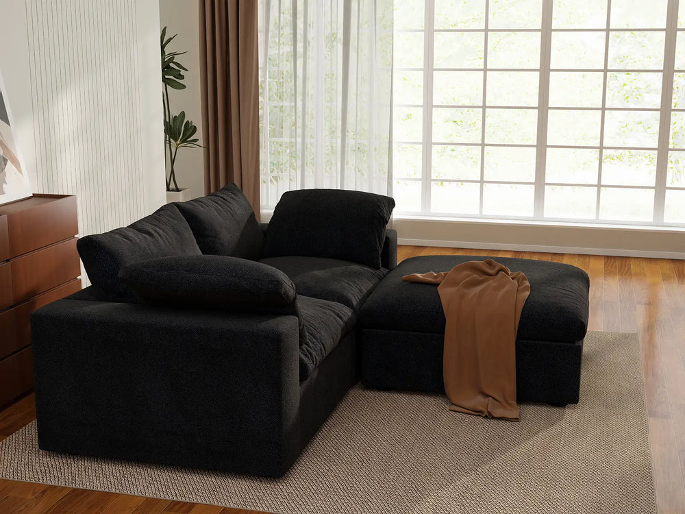 3 Piece Cotton and Linen Black Chaise Sectionals 80 Removable _ Washable Covers 2 Seater_7