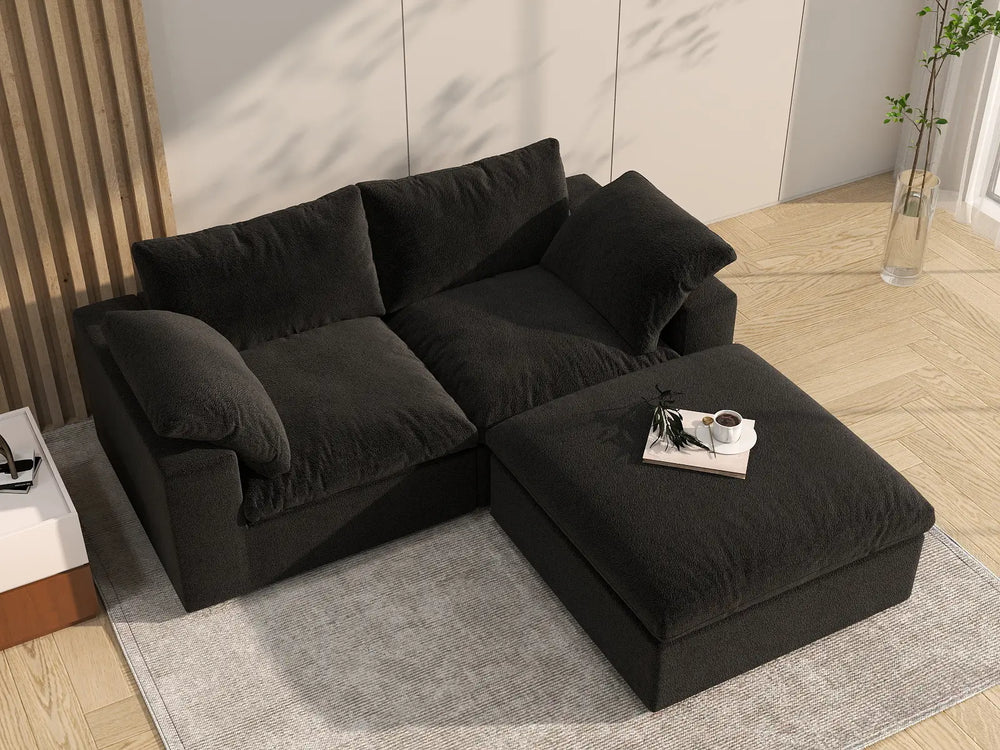 3 Piece Cotton and Linen Black Chaise Sectionals 80 Removable _ Washable Covers 2 Seater_8