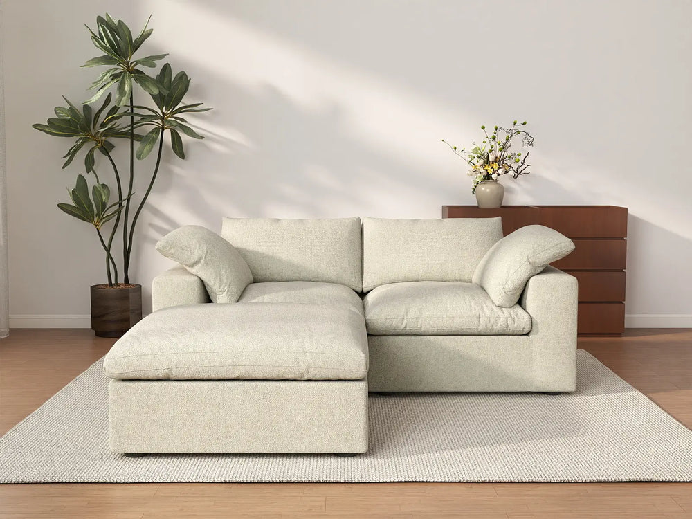 3 Piece Cotton and Linen Khaki Chaise Sectionals 80 Cloud Like Comfort 2 Seater_2