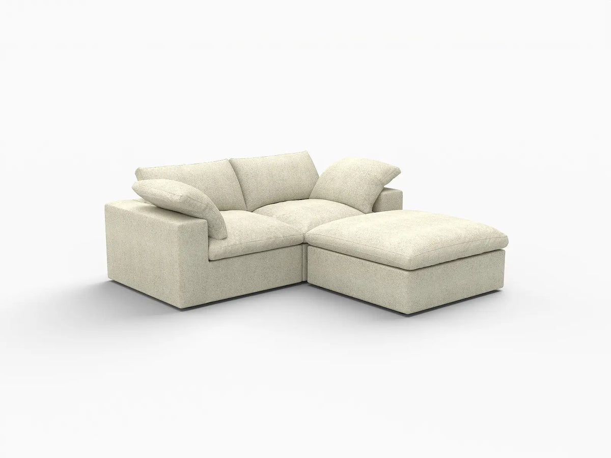 3 Piece Cotton and Linen Khaki Chaise Sectionals 80 Cloud Like Comfort 2 Seater_5