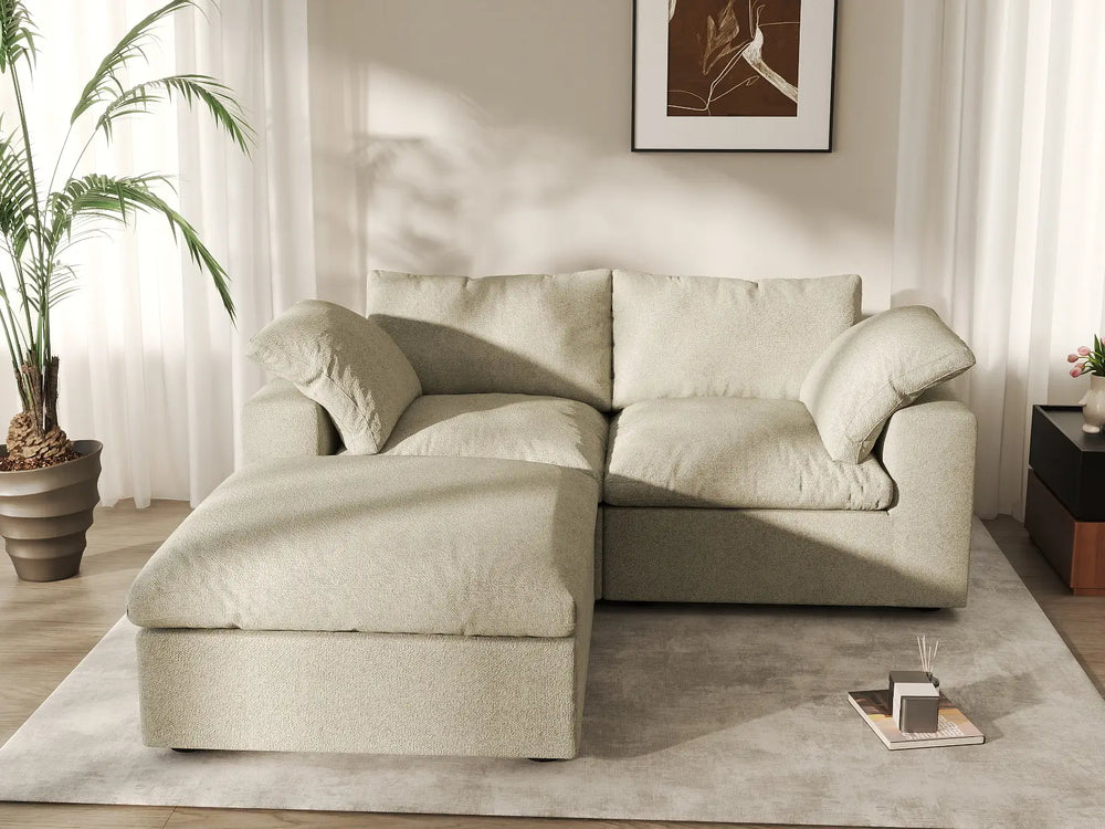 3 Piece Cotton and Linen Khaki Chaise Sectionals 80 Cloud Like Comfort 2 Seater_6