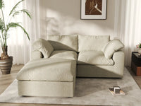 3 Piece Cotton and Linen Khaki Chaise Sectionals 80 Cloud Like Comfort 2 Seater_6