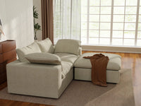 3 Piece Cotton and Linen Khaki Chaise Sectionals 80 Cloud Like Comfort 2 Seater_7