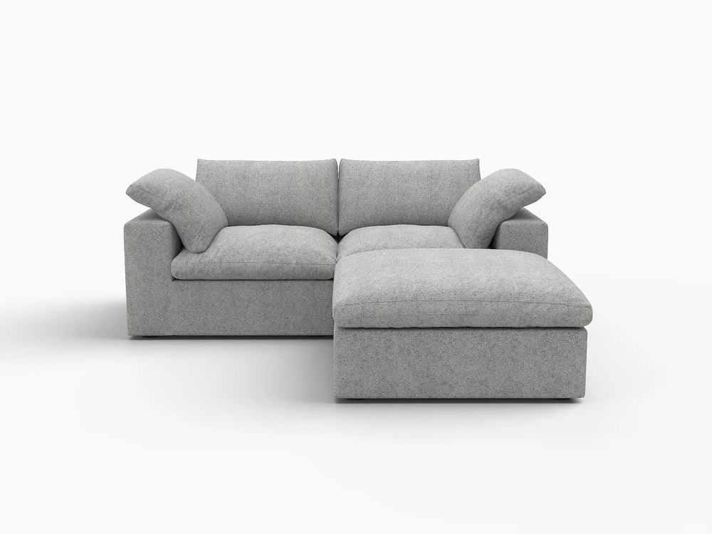 3 Piece Cotton and Linen Light Grey Chaise Sectionals 80 Flexible Armrest Pillows 2 Seater_4