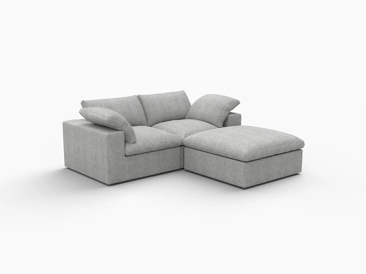 3 Piece Cotton and Linen Light Grey Chaise Sectionals 80 Flexible Armrest Pillows 2 Seater_5