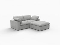 3 Piece Cotton and Linen Light Grey Chaise Sectionals 80 Flexible Armrest Pillows 2 Seater_5