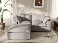 3 Piece Cotton and Linen Light Grey Chaise Sectionals 80 Flexible Armrest Pillows 2 Seater_6
