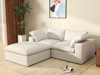 3 Piece Cotton and Linen White Chaise Sectionals 80 Removable _ Washable Covers 2 Seater_1