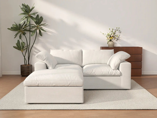 3 Piece Cotton and Linen White Chaise Sectionals 80 Removable _ Washable Covers 2 Seater_2