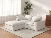 3 Piece Cotton and Linen White Chaise Sectionals 80 Removable _ Washable Covers 2 Seater_3
