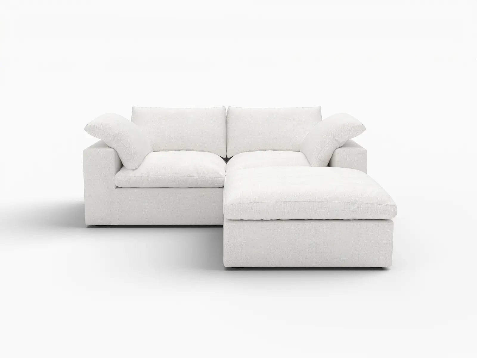 Deluxe Premium Cloud Sectional Sofas Covers | White Cotton and Linen Sofa Cover for 2-Seater With Ottoman