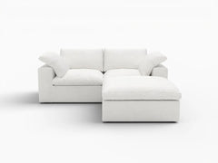 Deluxe Premium Cloud Sectional Sofas Covers | White Cotton and Linen Sofa Cover for 2-Seater With Ottoman