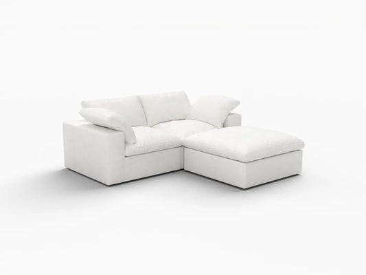 3 Piece Cotton and Linen White Chaise Sectionals 80 Removable _ Washable Covers 2 Seater_5