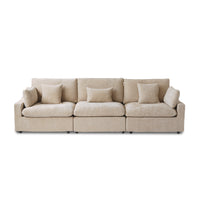 Deluxe Slope Cloud Sectional Sofas | 3-Piece Linen Khaki Couch Sectionals 3-Seater