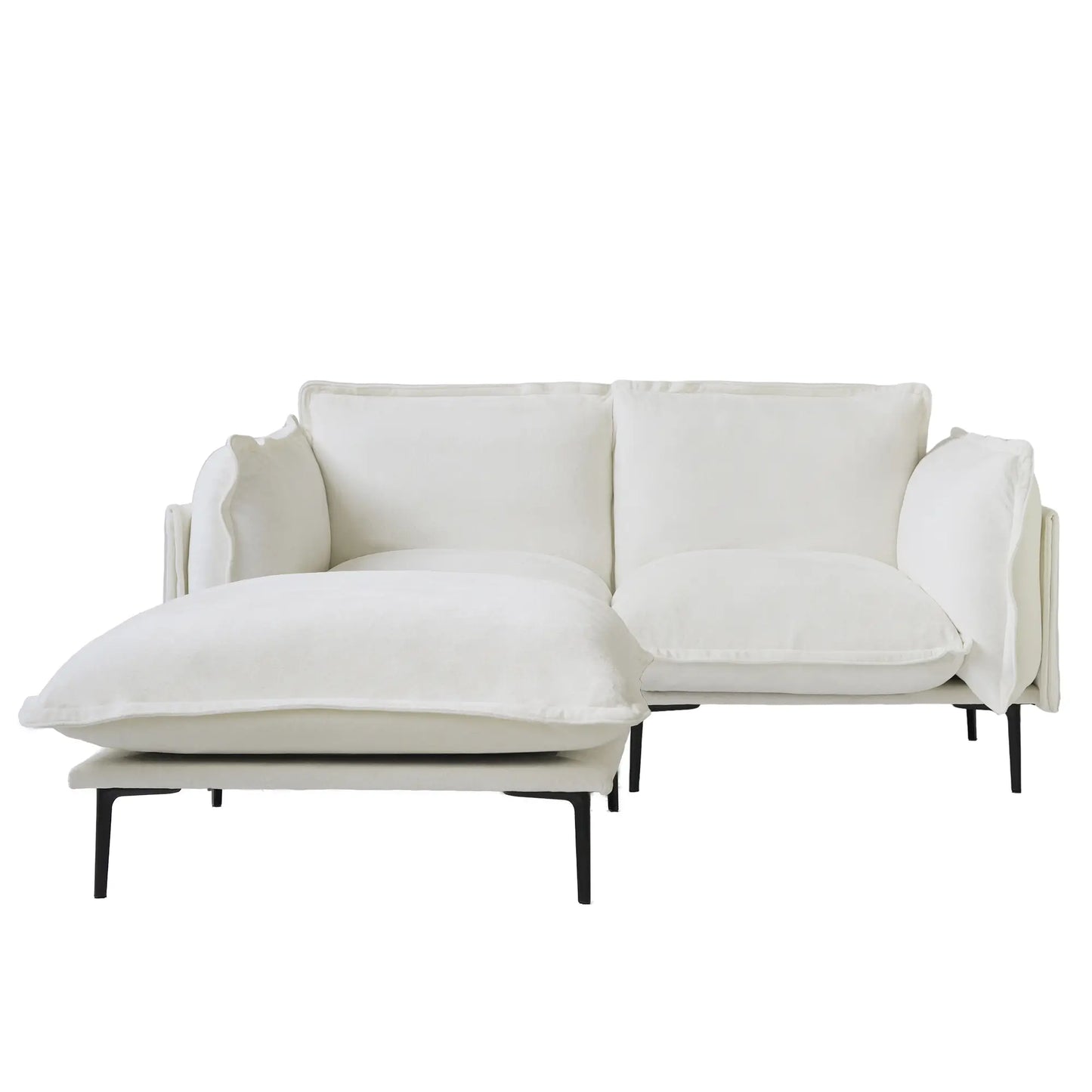 Deluxe Urban Cloud Sectional Sofas | 3-Piece Velvet Beige Chaise Sectionals 2-Seater With 1 Ottoman