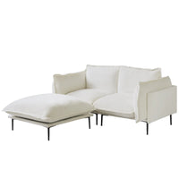 Deluxe Urban Cloud Sectional Sofas | 3-Piece Velvet Beige Chaise Sectionals 2-Seater With 1 Ottoman