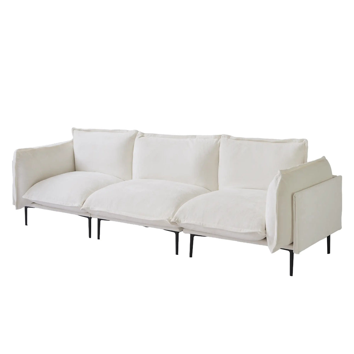 Sofá modular seccional Deluxe Cloud de 3 plazas color beige | 3 piezas, tela de terciopelo, espacio pequeño