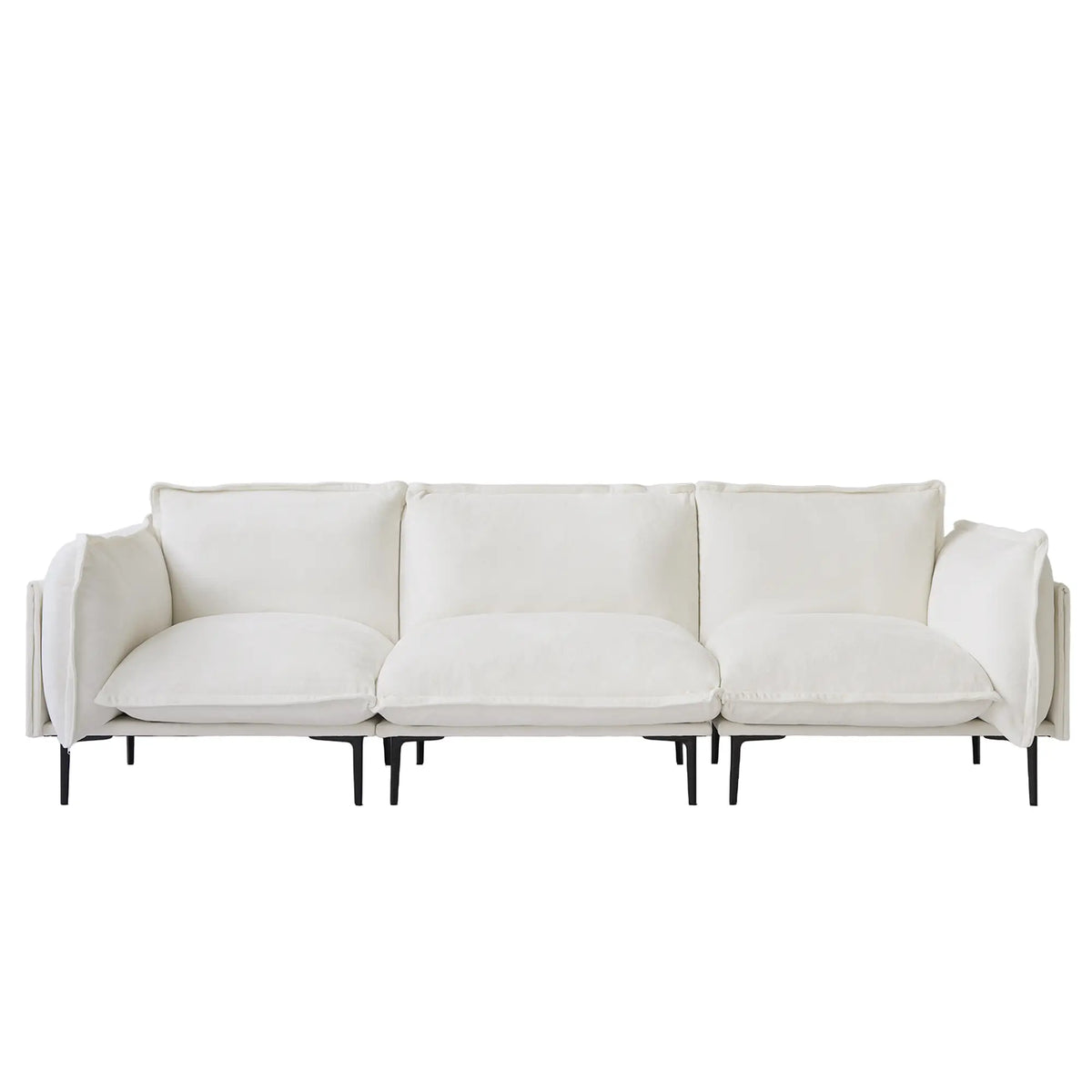 Sofá modular seccional Deluxe Cloud de 3 plazas color beige | 3 piezas, tela de terciopelo, espacio pequeño