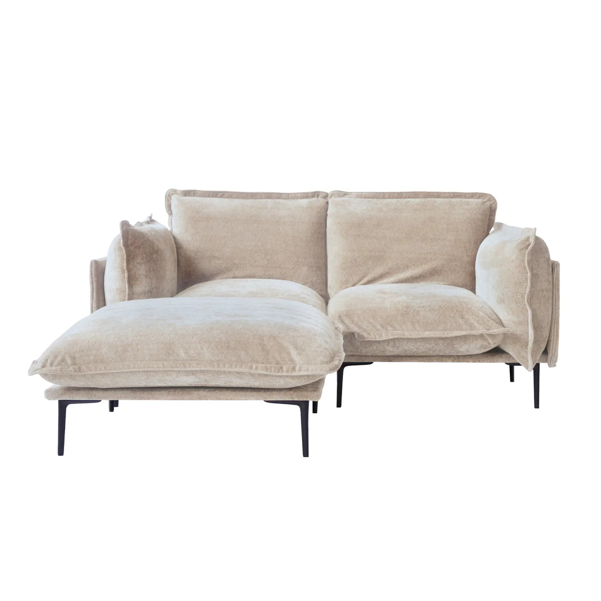 Sofá modular seccional de lujo Cloud de 2 plazas, color marrón | 3 piezas (incluye 1 otomana), tela de terciopelo, ideal para apartamentos.