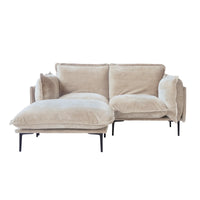 Deluxe Urban Cloud Sectional Sofas | 3-Piece Velvet Brown Chaise Sectionals 2-Seater With 1 Ottoman