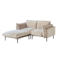 Deluxe Urban Cloud Sectional Sofas | 3-Piece Velvet Brown Chaise Sectionals 2-Seater With 1 Ottoman