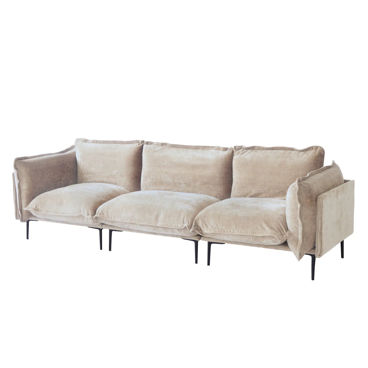 Sofá modular seccional Deluxe Cloud de 3 plazas en color marrón | 3 piezas, tela de terciopelo, ideal para apartamentos.