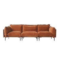 Deluxe Urban Cloud Sectional Sofas | 3-Piece Velvet Orange Couch Sectionals 3-Seater