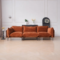 Deluxe Urban Cloud Sectional Sofas | 3-Piece Velvet Orange Couch Sectionals 3-Seater