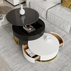 Aura Wood Coffee Table | 32" Black Round With Nesting