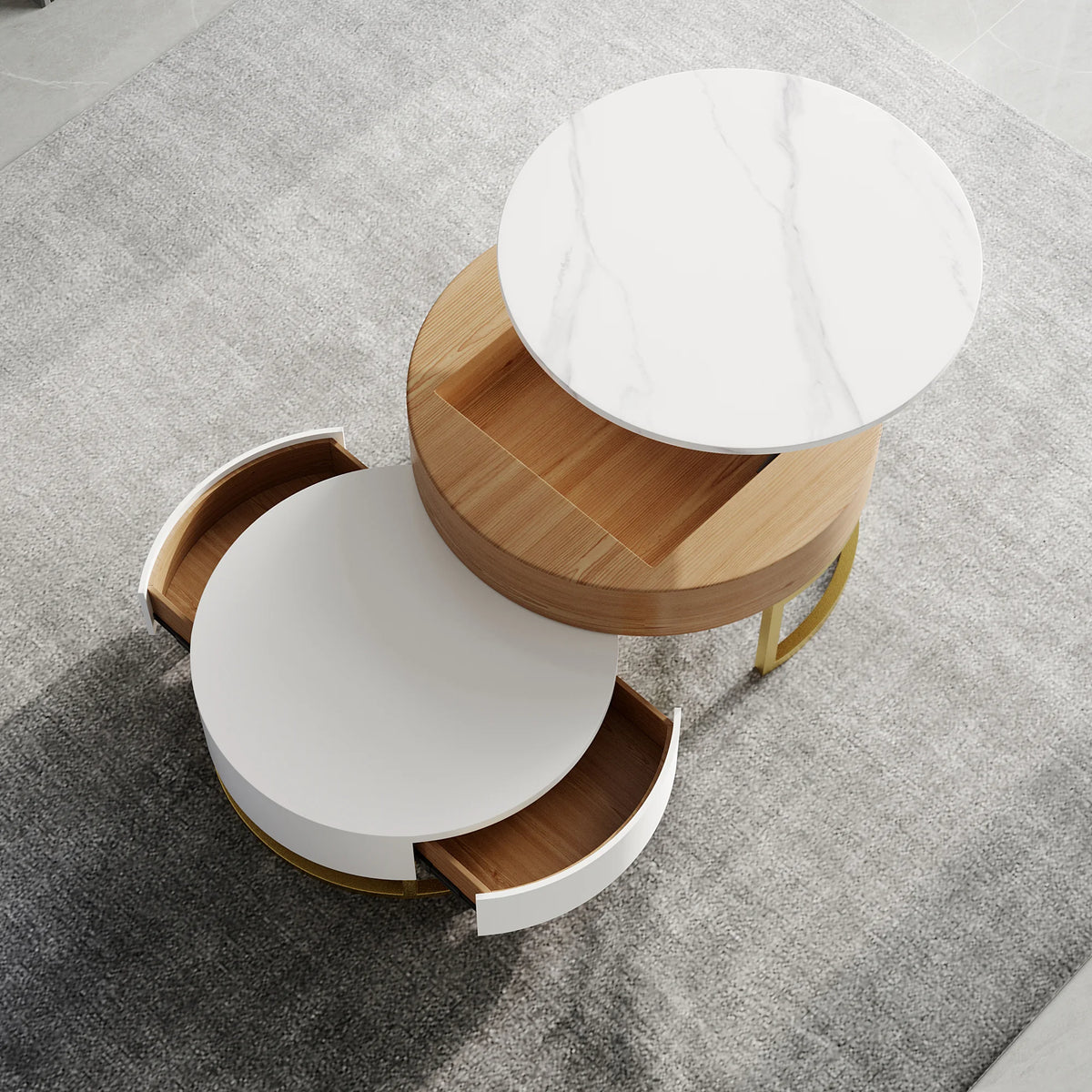 Aura Wood Coffee Table | 32" Walnut Round With Nesting