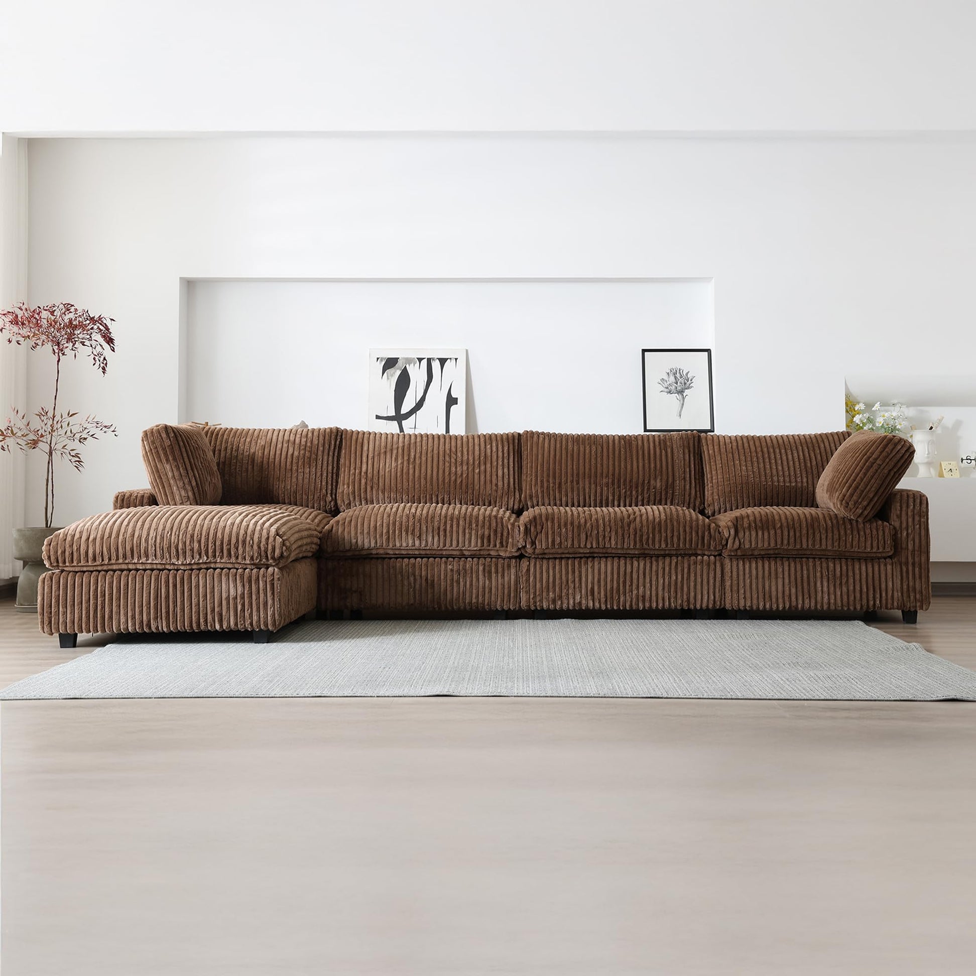 Cloud Couch Modular Sectional Sofa,157" Oversized U Shaped Couch with Ottoman,6 Seater Convertible Sofa,Comfy Plush Couches for Living Room,Covers Washable&amp;Replaceable (White)
