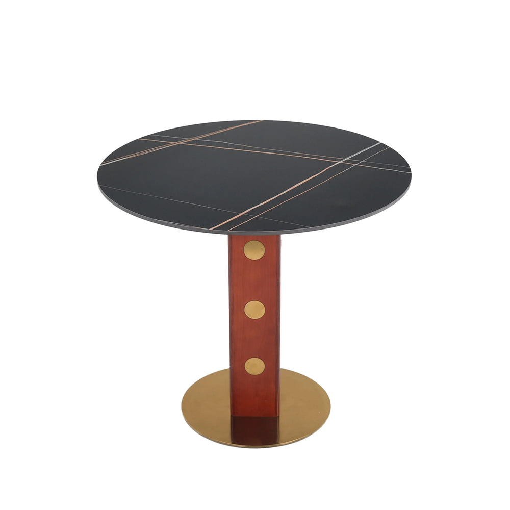 Nero Sintered Stone Bistro Table | 34" Black Round With Wood Base