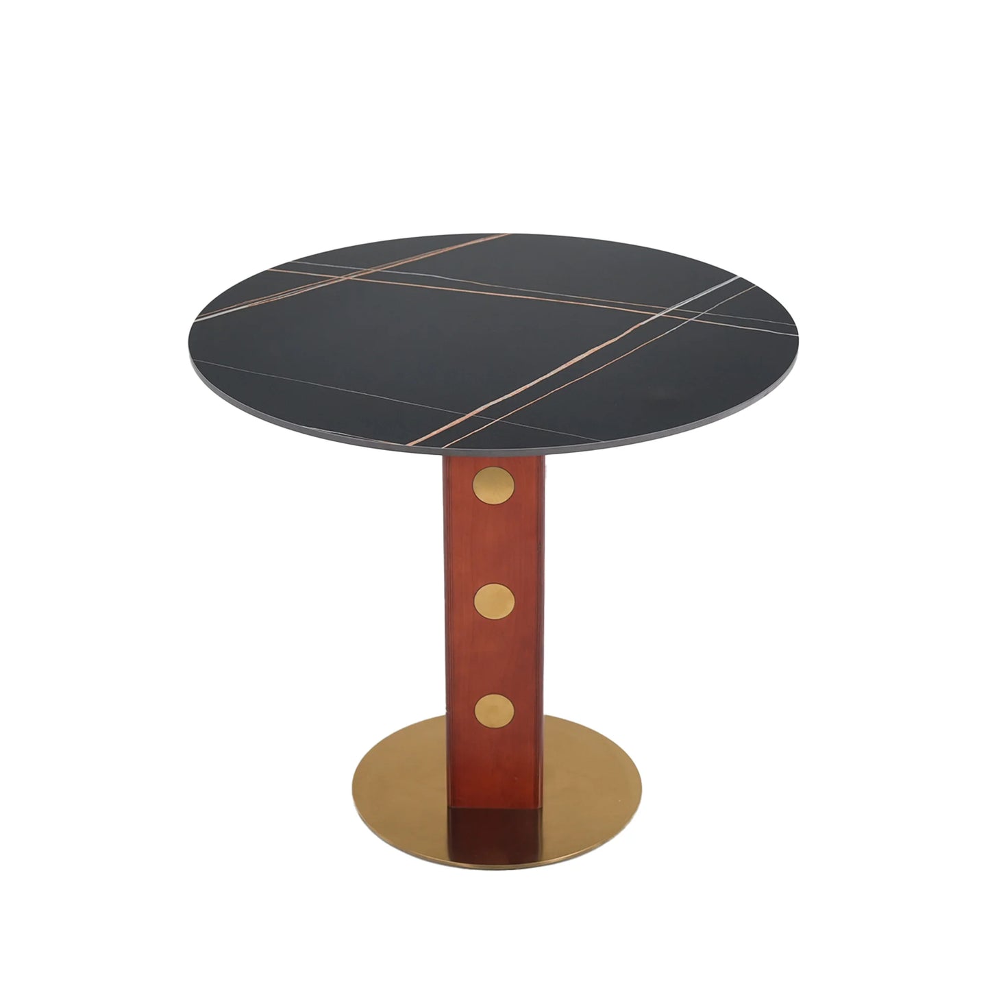 Nero Sintered Stone Bistro Table | 34" Black Round With Wood Base