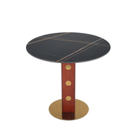 Nero Sintered Stone Bistro Table | 34" Black Round With Wood Base