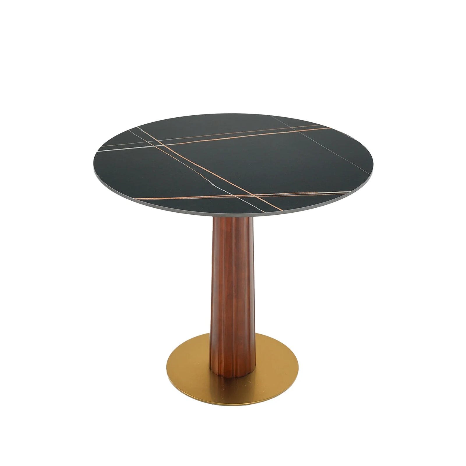 Nero Sintered Stone Bistro Table | 34" Black Round With Wood Base