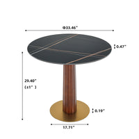 Nero Sintered Stone Bistro Table | 34" Black Round With Wood Base