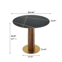 Nero Sintered Stone Bistro Table | 34" Black Round With Wood Base