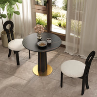 Nero Sintered Stone Bistro Table | 34" Black Round With Wood Base
