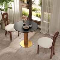 Nero Sintered Stone Bistro Table | 34" Black Round With Wood Base