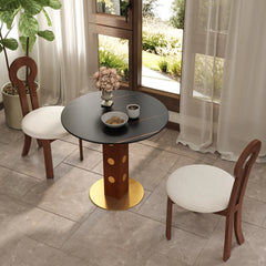 Nero Sintered Stone Bistro Table | 34" Black Round With Wood Base